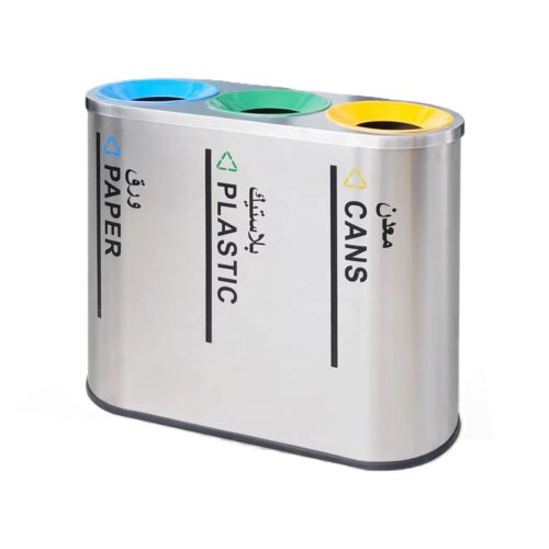 3 recycle bin white Recycling Bin 3-in-1